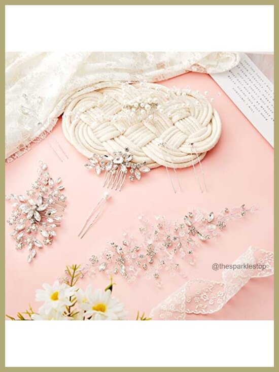 44 Pcs Faux Pearl Crystal Hair Combs & Clips Wedding Bride Prom main image 4